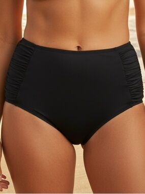 Jantzen Black High Waisted Bikini Bottom with Side Ruching Womenโs Size 14